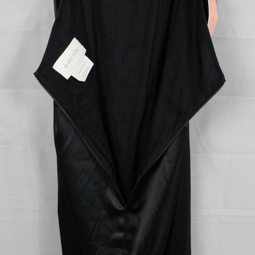 BHLDN Dress XL Holly Halter Stretch Satin Midi Black Slip Formal Party Wedding - Picture 10 of 14
